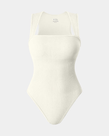 Strappy Square Neck Sleeveless Tummy Control Tank Tops Bodysuits