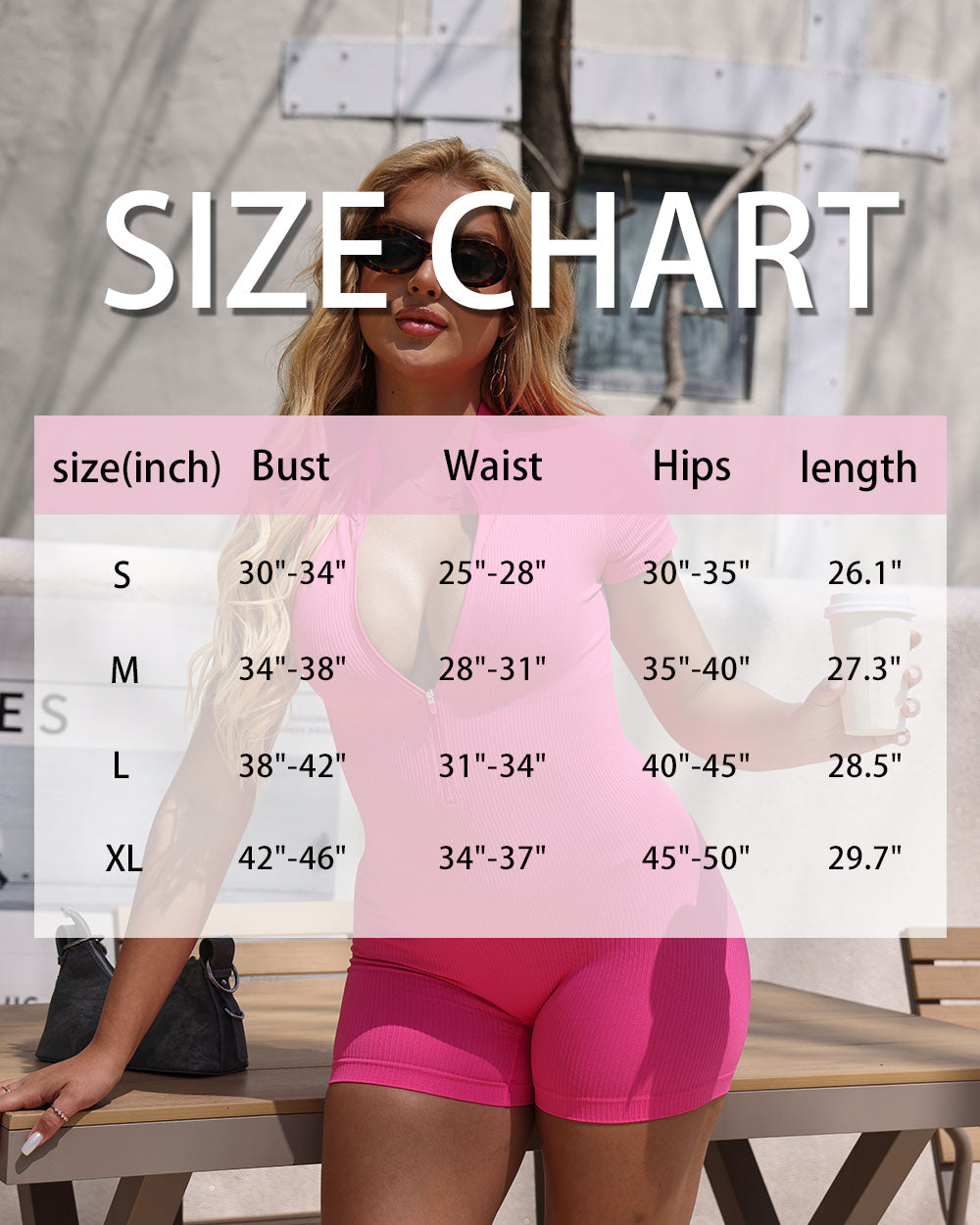 Ribbed Short Sleeve Zip Romper