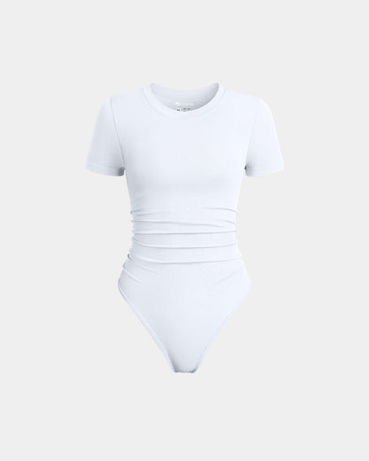 Ruched Stretch Short Sleeve Bodysuit