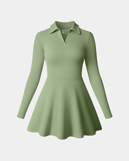Long Sleeves Solid A-line Dress