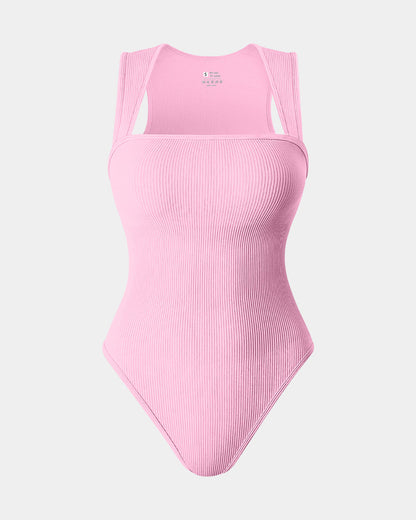 Strappy Square Neck Sleeveless Tummy Control Tank Tops Bodysuits