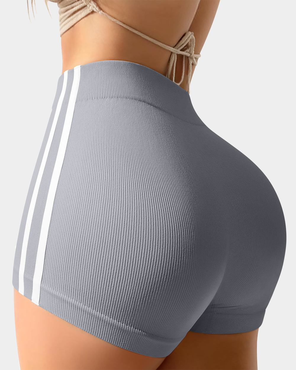 Tummy Control Side Stripes Yoga Seamless Active Shorts