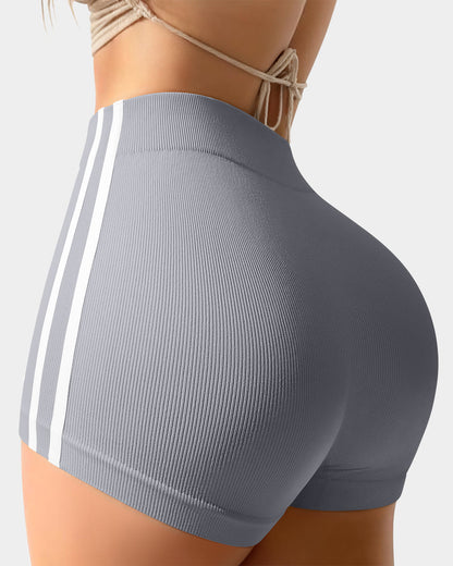 Tummy Control Side Stripes Yoga Seamless Active Shorts