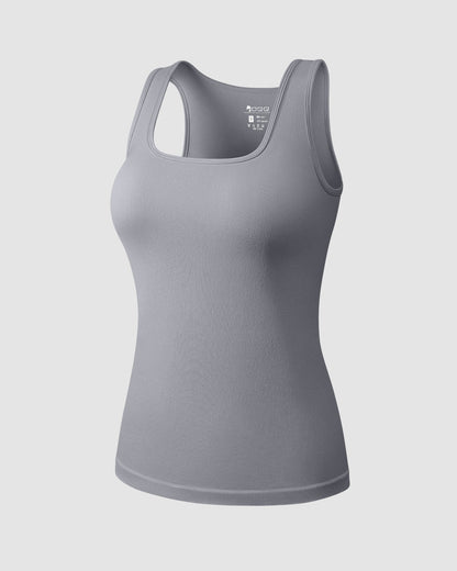 Square Neck Fitted Layer Sleeveless Tank Tops