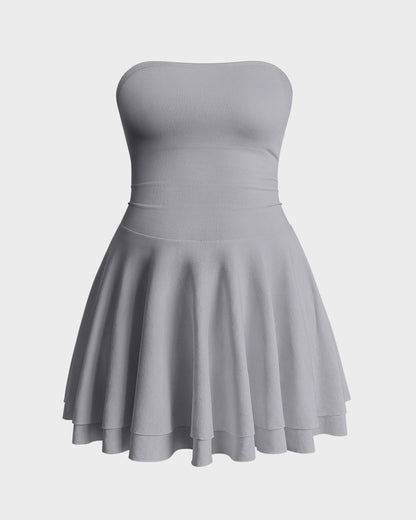 Ruched Waist Ruffle Corset A-line Dresses
