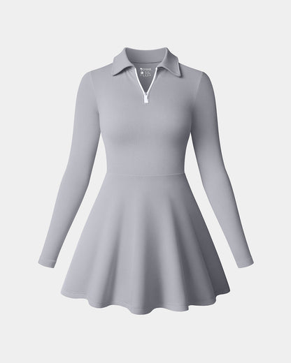 Long Sleeves Solid A-line Dress